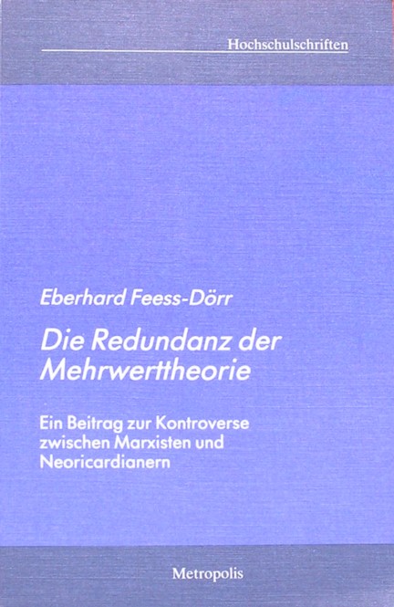Button E.A. Bakkum about Die Redundanz der Mehrwerttheorie by Feess-D&ouml;rr